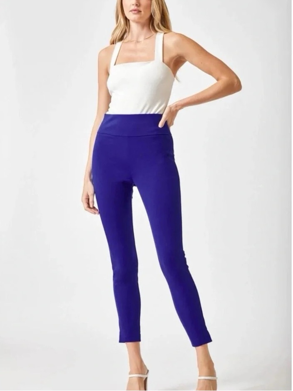 Dear Scarlett High-Waist Skinny Magic Pants in French Royal Blue 28” Inseam NWT